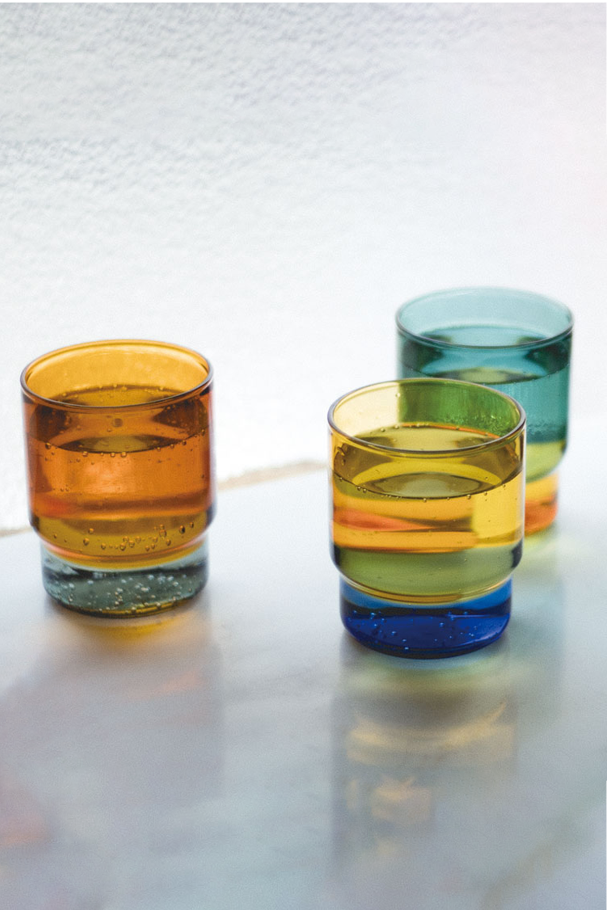 Two Tone Stacking Glass in Green & Yellow