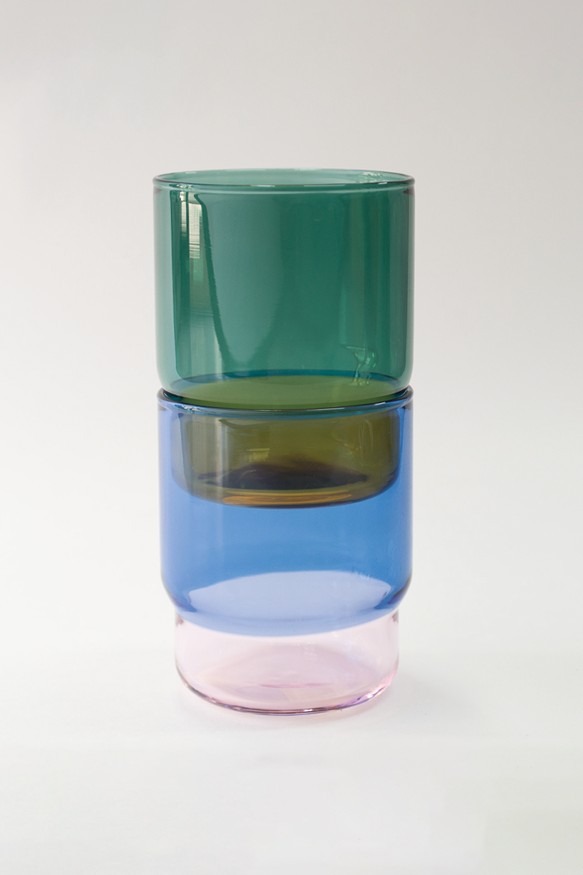 Two Tone Stacking Glass in Green & Yellow