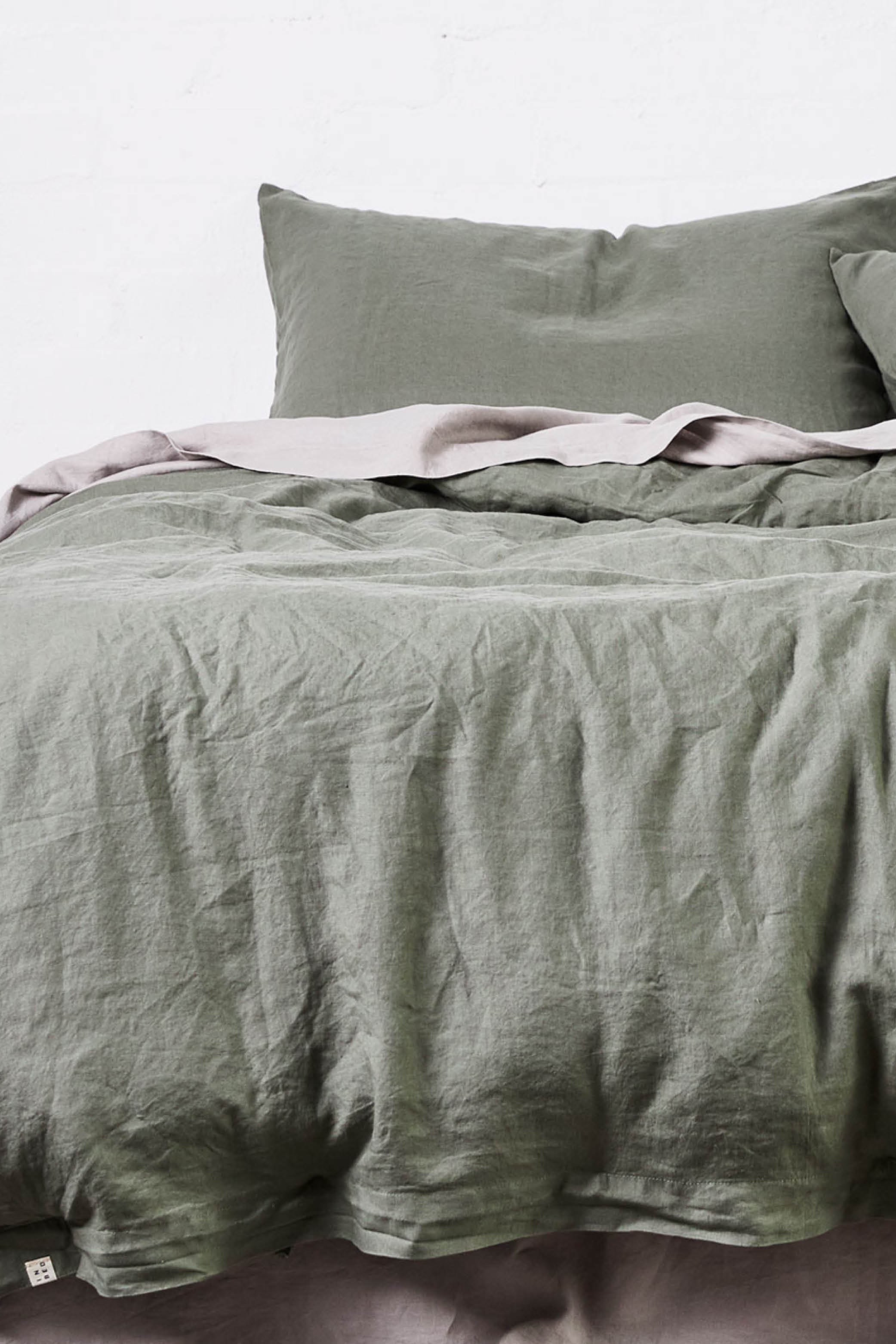 100% Linen Duvet Cover in Khaki